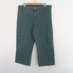 Lucky Brand Green Mid Rise Wide Leg Crop Jeans Women's Size 18/34 Pre-owned